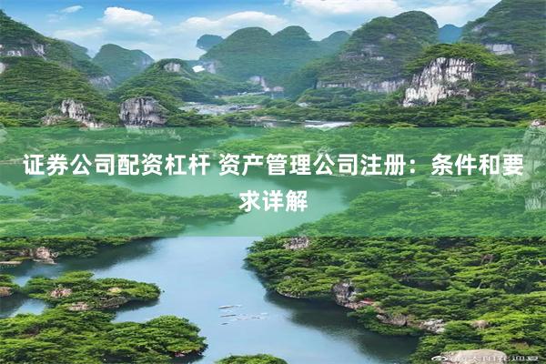 证券公司配资杠杆 资产管理公司注册：条件和要求详解