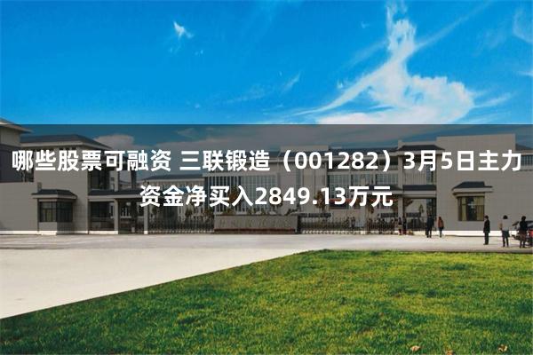 哪些股票可融资 三联锻造（001282）3月5日主力资金净买入2849.13万元