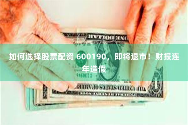 如何选择股票配资 600190，即将退市！财报连年造假