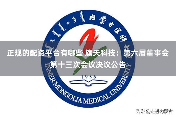 正规的配资平台有哪些 旗天科技：第六届董事会第十三次会议决议公告