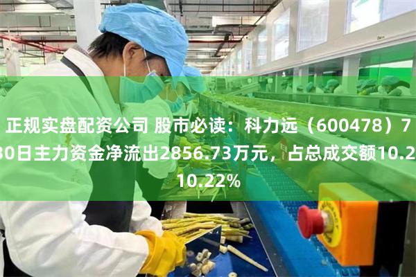 正规实盘配资公司 股市必读：科力远（600478）7月30日主力资金净流出2856.73万元，占总成交额10.22%